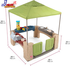 Shaded Kids Patio Playset Fun Interactive Outdoor Playhouse for Kids US ONLY