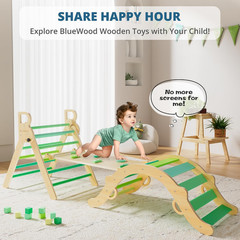 Pikler Triangle Set, Toddler Wooden Climbing Toys Indoor 7in1 Foldable