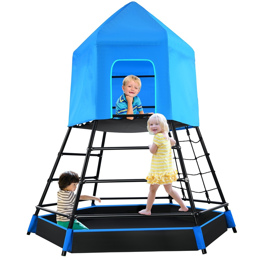 Climbing Toys Jungle Gym Climber with Platform Tent Kids Outdoor Monkey Bars Set