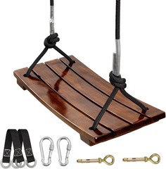 Wood Swing Seat, Anticorrosive 17.7″ Carbonized, 440lb Load, Kids Adults