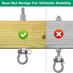 Heavy Duty Bearing Swing Hangers, 2 Pack Stainless Steel Swing Set Hooks for Woo