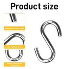 3.2 Inch Heavy Duty S Hooks 4 Pack, 550 LB Capacity 304 Stainless Steel S Hoo…