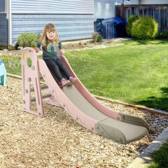 Toddler Slide with Basketball Hoop, Pink