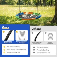 Saucer Tree Swing Seat for Kids 40 Inch Outdoor Round Tree Swing for Orange