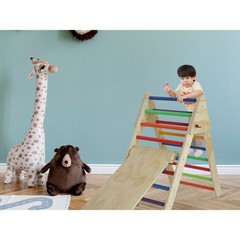 Fionafurn Pikler Triangle Ladder Foldable 2-in-1 Ramp Slide for 1-7 Multi