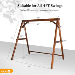 Heavy Duty 660 LBS Wooden Swing Frame with Extra Bottom Connection Board, Upgrad