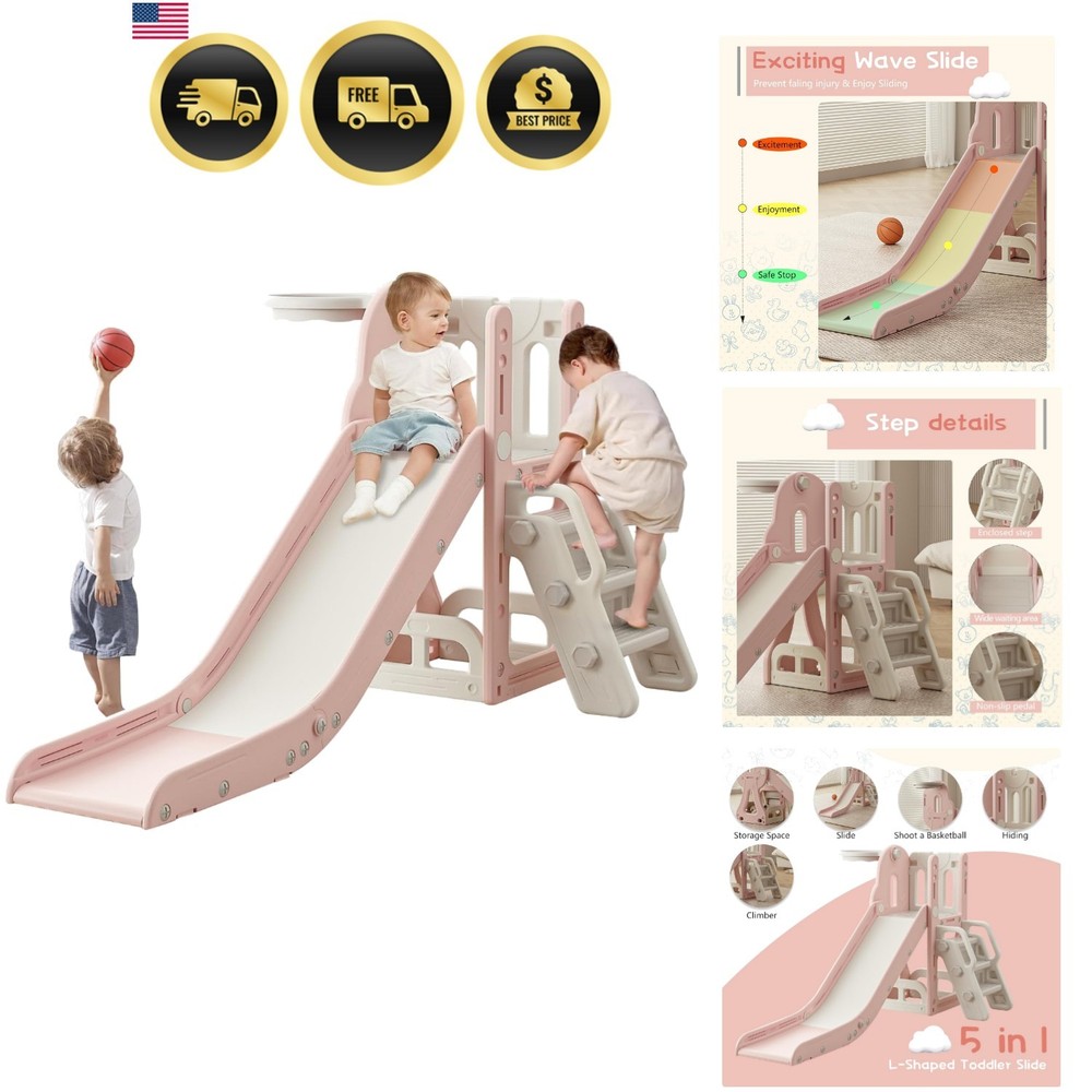Toddler Slide,Kids Climber Slide with Storage Space and Non-Slip Steps,Indoor…