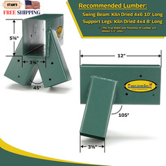 Easy 1-2-3 A-Frame 2 Brackets for Swing Set with All Mounting Hardware Green….