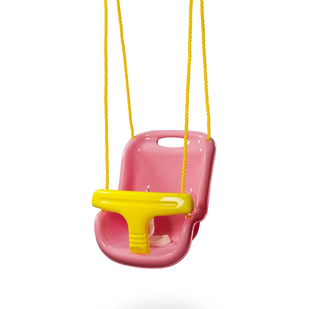 04-0032-PK High Back Plastic Infant Swing with Yellow T bar & Rope, Pink with…