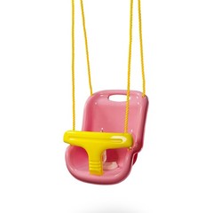 04-0032-PK High Back Plastic Infant Swing with Yellow T bar & Rope, Pink with…