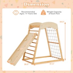 6-in-1 Jungle Gym Montessori Play Set Climbing Stakes Cotton Ropes Rods Natural