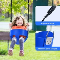 Metal Swing Set with 3 Seats Toddler Swing Outdoor Kids Playset Heavy Duty Frame