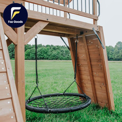 Sterling Point Cedar Wood Swing Set with Wave Slide Raised Clubhouse Wooden
