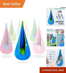 Stylish Cotton Kids Sensory Swing – Portable Hammock Chair for All Spaces, Blue