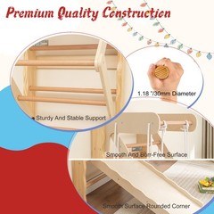 6-in-1 Swedish Ladder Wall Gym Indoor Wooden Wall Mounted Play Set for Kids