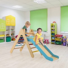 Pikler Triangle Set 2 in 1 Climbing Toys for Toddlers Foldable Wood Montessor…