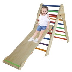 Fionafurn Pikler Triangle Ladder Foldable 2-in-1 Ramp Slide for 1-7 Multi