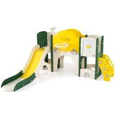 10 in 1 Toddler Slide Set w/Magnetic Whiteboard, Telescope Ring Toss for Ages 3+