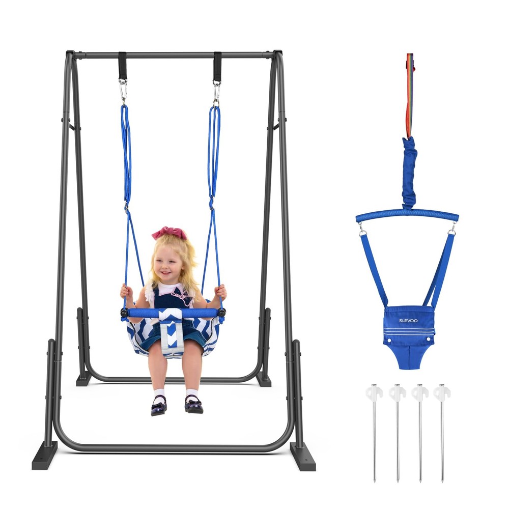 2 in 1 Baby Jumper and Swing, Toddler Swing Set with Foldable Stand, Ages 6 M…