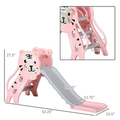 2 in 1 Toddler Slide for Indoor with Basketball Hoop Pink