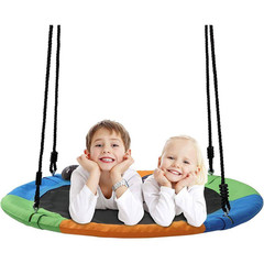 40 In. Outdoor Tree Swing 600 Lbs. Capacity Adjustable Ropes Playground Backyard