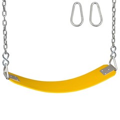 SWING SET STUFF POLYMER BELT SEAT YELLOW WITH CHAINS AND HOOKS COMMERCIAL 0129