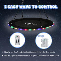 48 Inch Tree Swing with LED Light for Kids, 900Lbs Flying Saucer Swing, with Adj