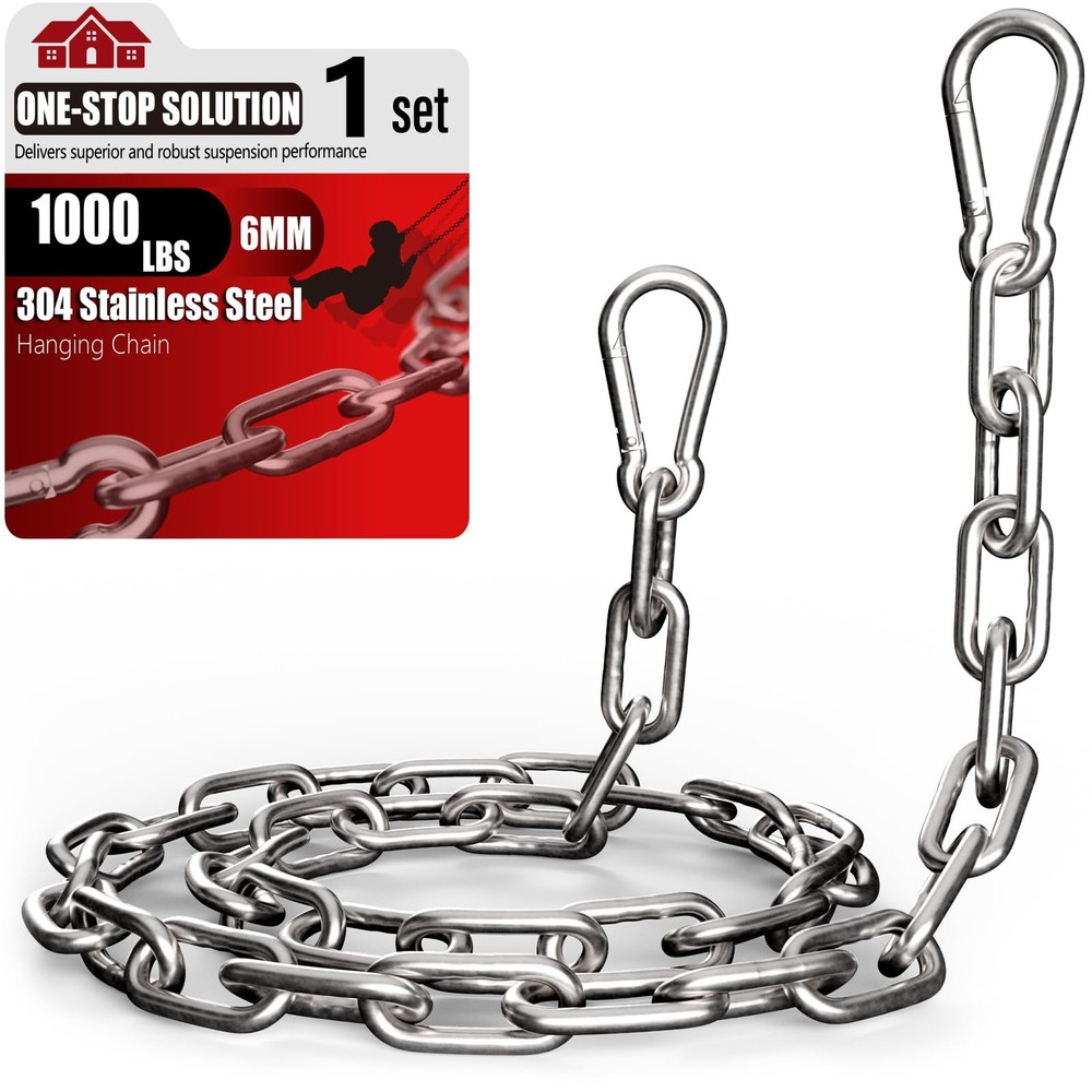 1000LB Heavy Duty Hanging Swing Chain, 6mm Thick 304 Stainless Steel Hanging …