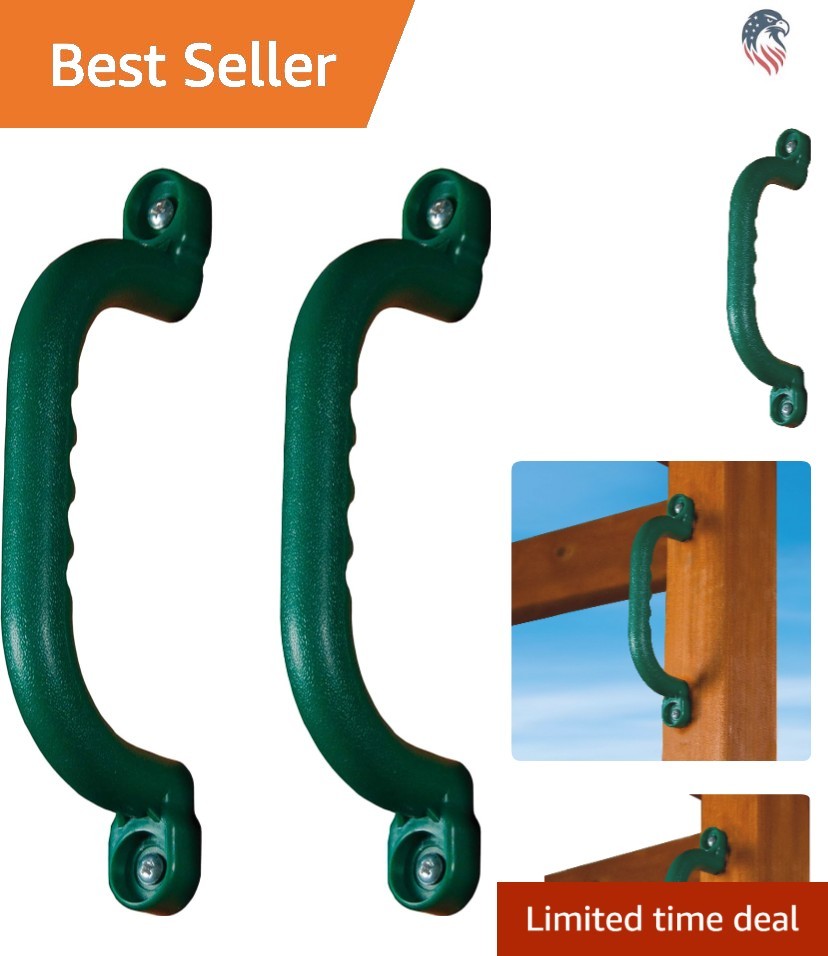 Compatible for Wooden Playset Safety Handles Pair Green Molded Plastic 9 Inch