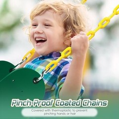 16″ Trapeze Swing Bar with Gym Ring & Toddler Swing, Swing Set 2 Green1