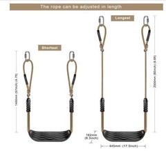 SELEWARE 2-Pack Black Non-Slip U-Shape Swing Seats with Adjustable Rope