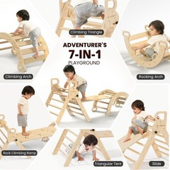Pikler Triangle Set, Toddler Climbing Toys Indoor 7in1 Foldable