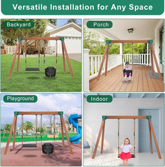 Heavy Duty Swing Set Brackets Kit with 2 Green A-Frame Swing Brackets, 4 Black S