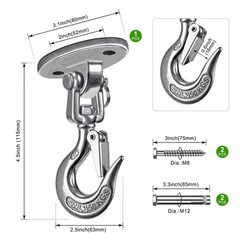 SELEWARE Heavy Duty Ceiling Swing Hanger with Safety Hook – Stainless Steel 3…