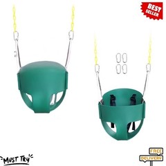 NEW High Back Toddler Swing Seat w/ Safety Harness & 66″ Chain Green