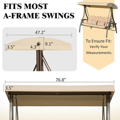 Outdoor Swing Canopy Replacement Cover, 3 Seat Swing Cover UV-Resistant for 3-Se