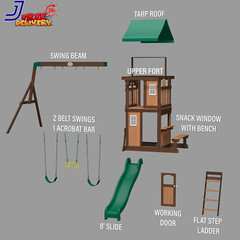 Lakewood Cedar Wood Swing Set with Wave Slide Playhouse Snack Bar Window NEW