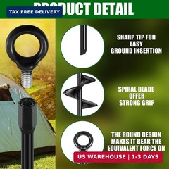 Chumia Earth Anchor Set 18 inch Metal Spiral Stakes for Trampoline & Canopy
