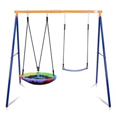 Swing Set for Backyard, 440lbs Swing Set with Heavy-Duty A-Frame Metal Stand,…