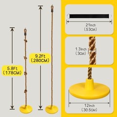 Tree Swing for Kids Swing Set Accessories Climbing Rope for Kids with Yellow