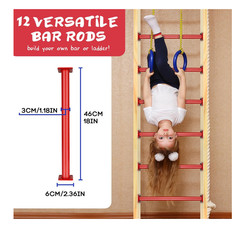 18 Inches Monkey Bars for Backyard, 12 PCS Heavy Duty Metal Bars for Kids, Steel