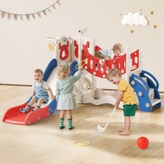 10 in1 Toddler Slide, Kids Slide with Climber Playset, Indoor Outdoor Playhouse