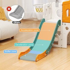 8 in 1 Toddler Slide Set, Kid Slide with Basketball, Indoor Playset for 1-3