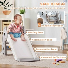 Toddler Slide with Climber Basketball Hoop and Ball Indoor Kids Slide with