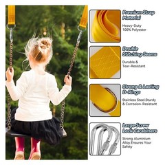 2 Pack 5FT Tree Swing Hanging Straps Kit, 2000 LBS,Gold | Comes with Safety S…