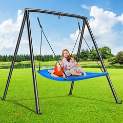 440lb Metal Swing Set Heavy-Duty Kids Outdoor Playset w/60″ Large Platform Swing