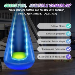 LED Light Up Kids Pod Swing Seat – Sensory Hammock Chair for Autistic Children,