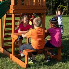 Backyard Discovery Cedar Wooden Swing Set Kids Outdoor 8 Ft Slide Playground Fun