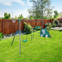 Black-Green 4-Function Swing Set w/ Face-to-Face Seats, 550LB Capacity