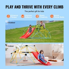 8FT Geometric Dome Climber with Slide for Kids 3-9 Years, Supports 600 lbs